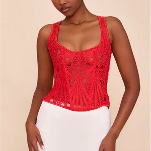 PrettyLittleThing Red Lace Corset